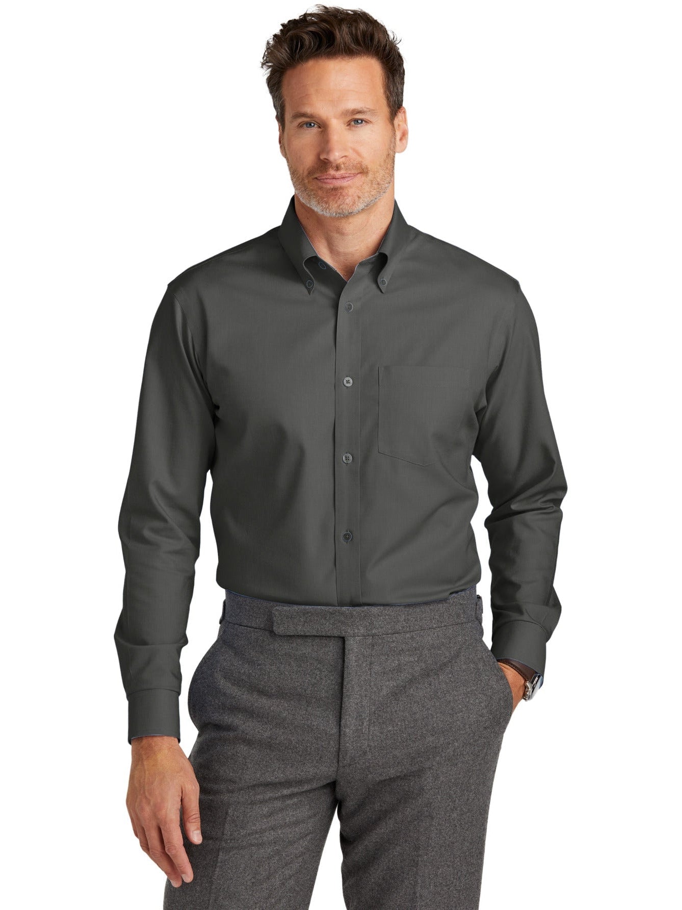 Brooks Brothers Wrinkle-Free Stretch Nailhead Shirt With Custom