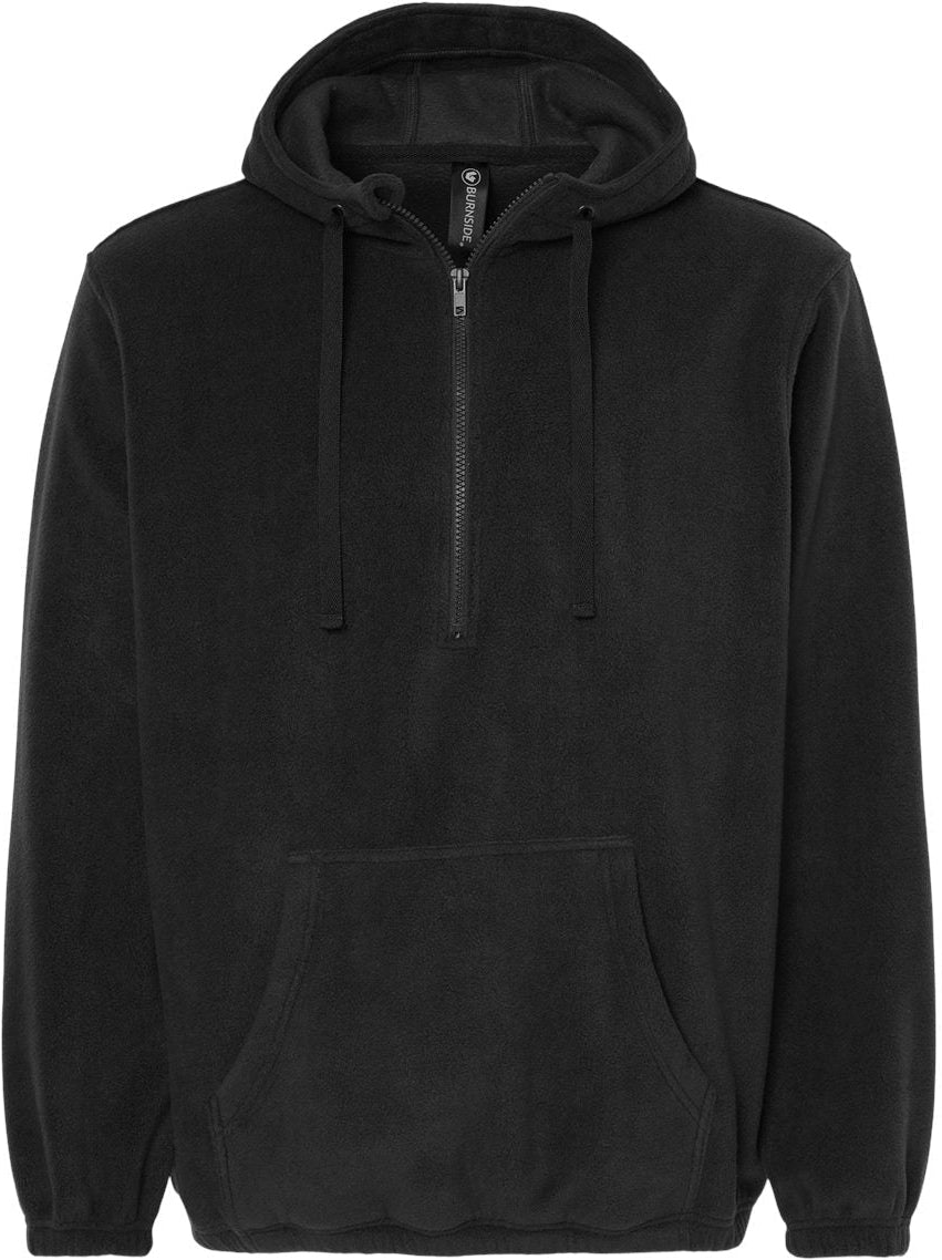 Burnside Polar Fleece Quarter-Zip Hooded Pullover-Apparel-Burnside-Black-S-Thread Logic
