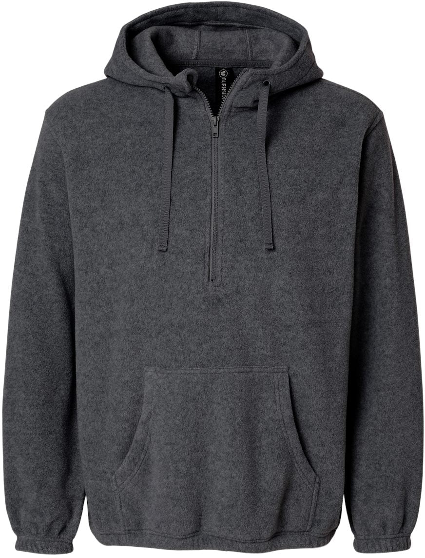 Burnside Polar Fleece Quarter-Zip Hooded Pullover-Apparel-Burnside-Heather Charcoal-S-Thread Logic
