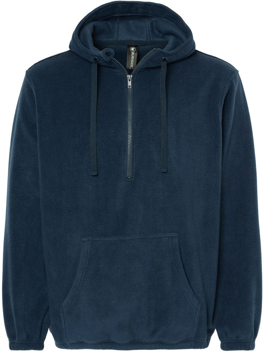 Burnside Polar Fleece Quarter-Zip Hooded Pullover-Apparel-Burnside-Navy-S-Thread Logic