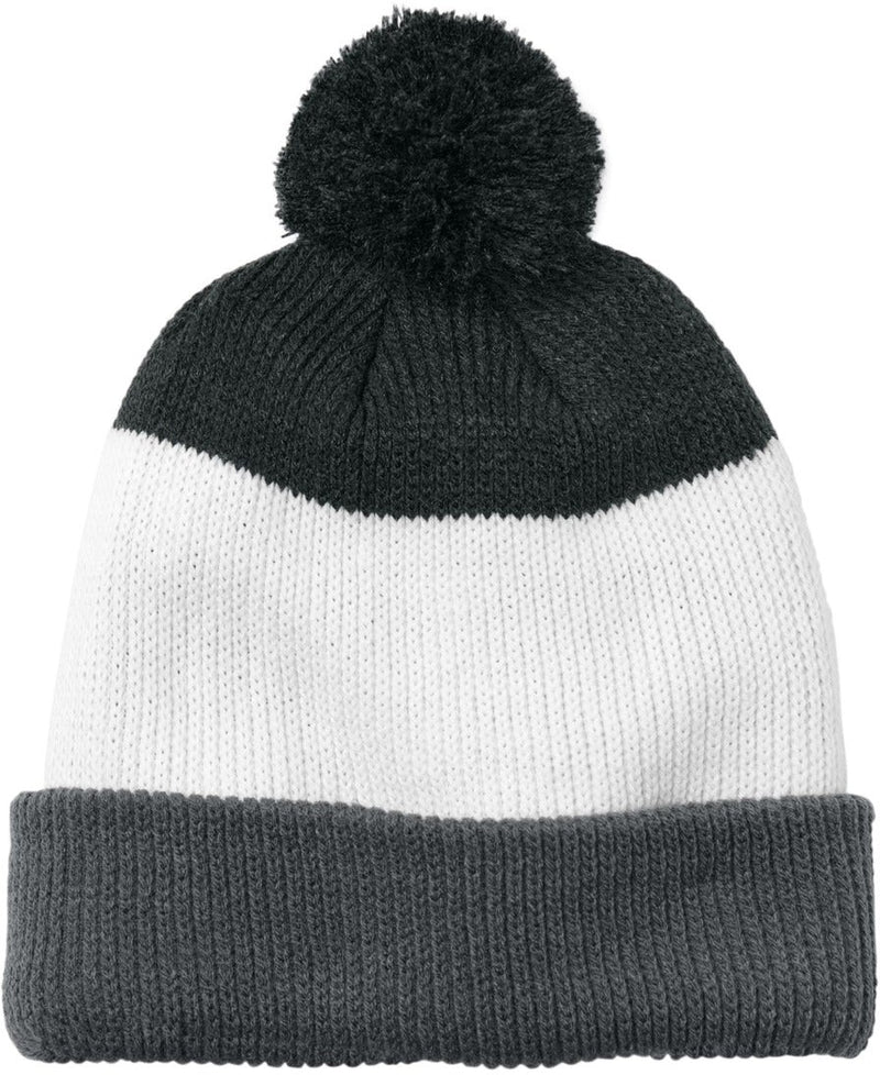 Port Authority Cozy Striped Pom Beanie