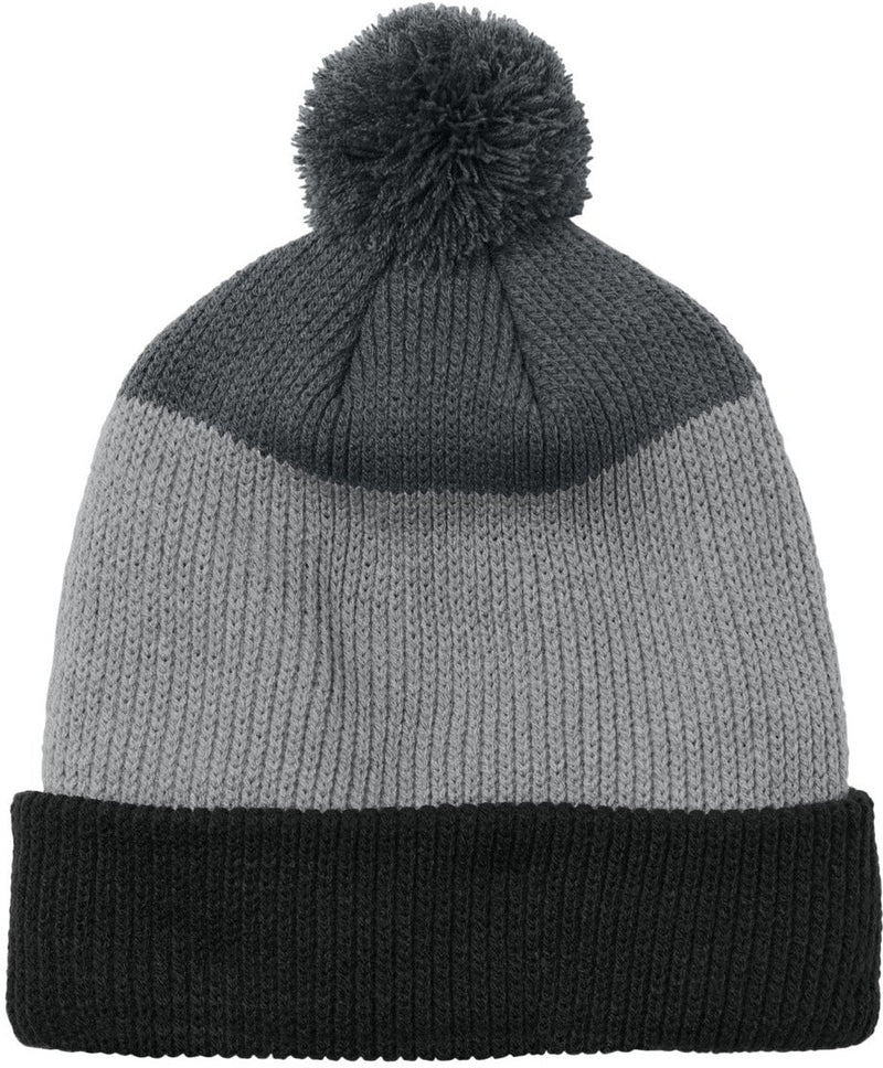 Port Authority Cozy Striped Pom Beanie