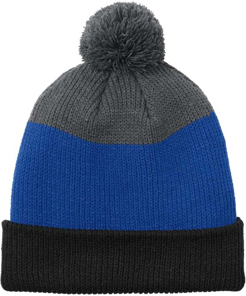 Port Authority Cozy Striped Pom Beanie