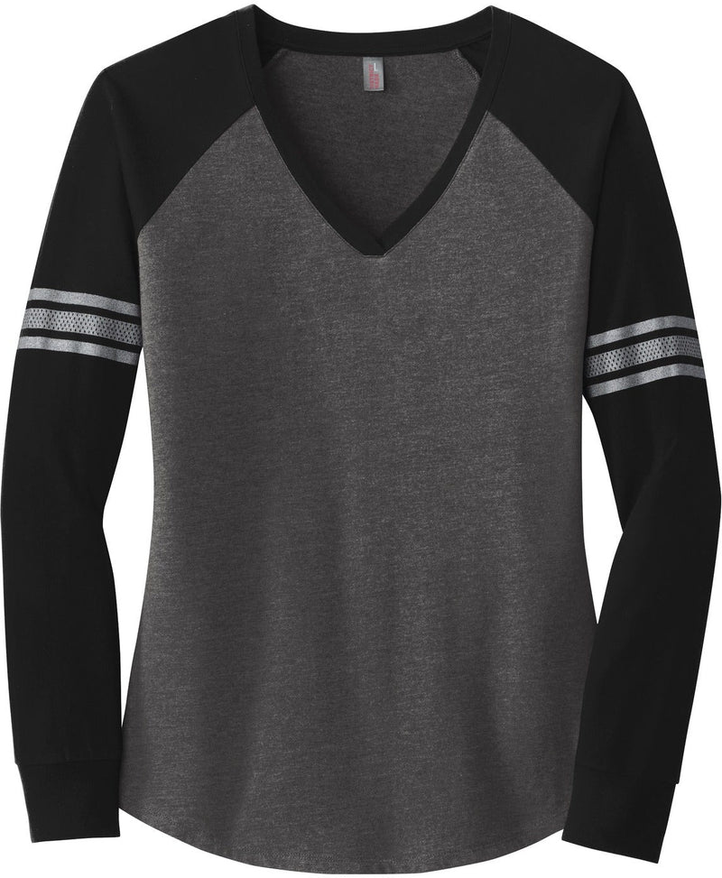 CLOSEOUT - District Ladies Game Long Sleeve V-Neck Tee