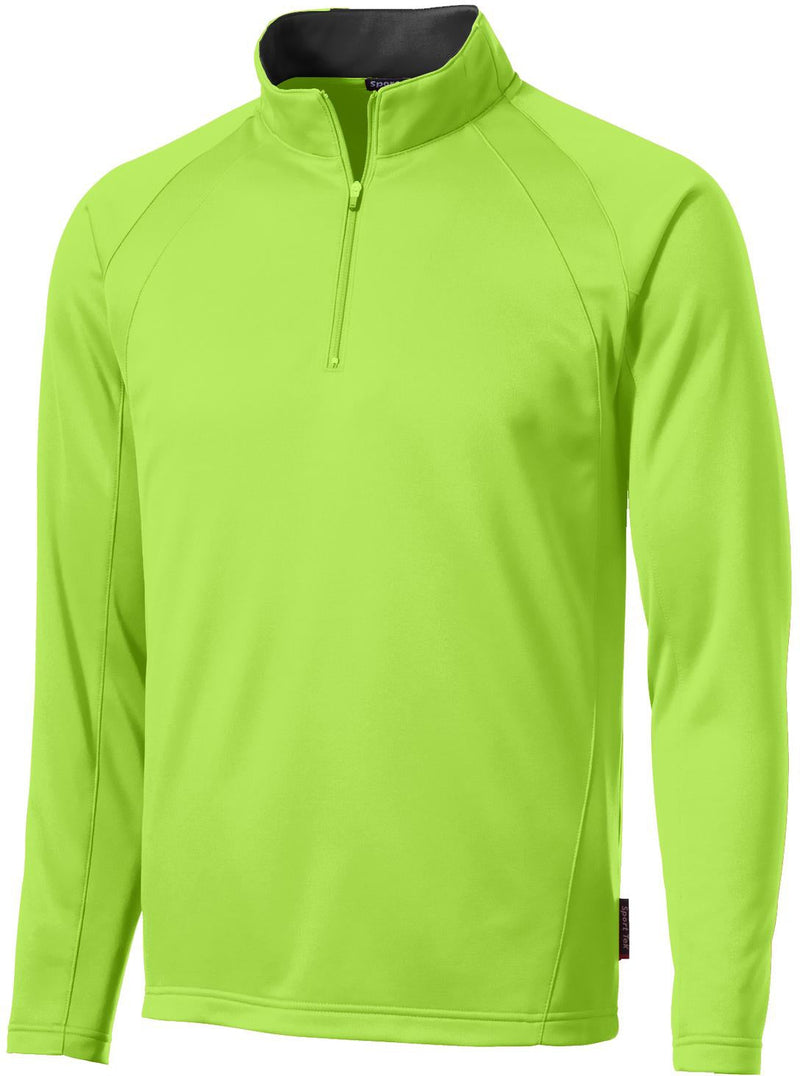 no-logo CLOSEOUT - Port Authority Sport-Wick 1/4 Zip Fleece Pullover-Discontinued-Port Authority-Lime Shock/Black-S-Thread Logic