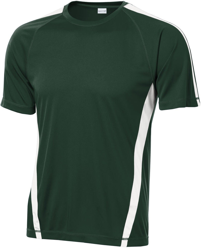  CLOSEOUT - Sport-Tek Colorblock Posicharge Competitor Tee-Discontinued-Sport-Tek-Forest Green/White-L-Thread Logic