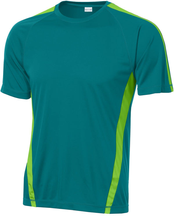  CLOSEOUT - Sport-Tek Colorblock Posicharge Competitor Tee-Discontinued-Sport-Tek-Tropic Blue/Lime Shock-3XL-Thread Logic