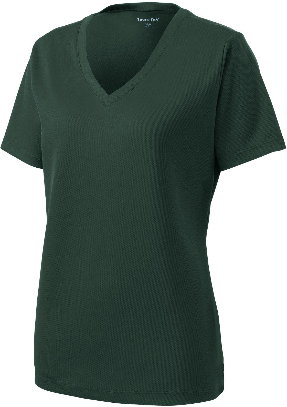  CLOSEOUT - Sport-Tek Ladies Posicharge Racermesh V-Neck Tee-Discontinued-Sport-Tek-Dark Forest Green-2XL-Thread Logic