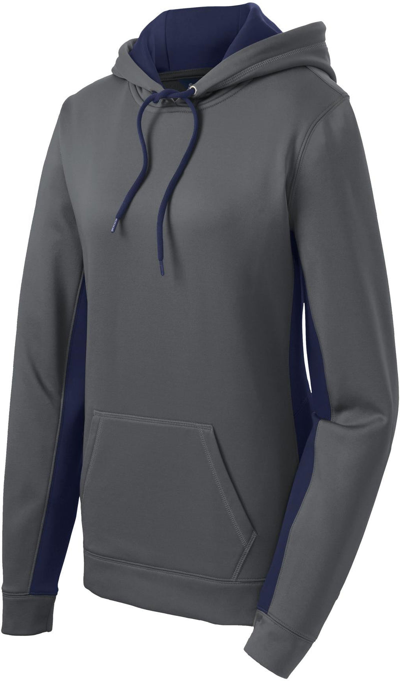 no-logo CLOSEOUT - Sport-Tek Ladies Sport-Wick Fleece Colorblock Hooded-Discontinued-Sport-Tek-Thread Logic