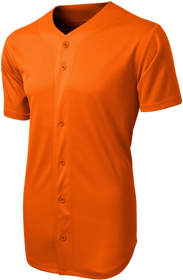  CLOSEOUT - Sport-Tek Posicharge Tough Mesh Full-Button Jersey-Discontinued-Sport-Tek-Deep Orange-4XL-Thread Logic