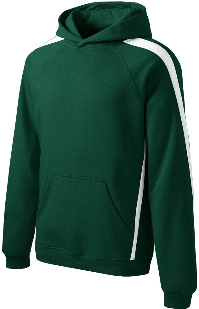  CLOSEOUT - Sport-Tek Sleeve Stripe Pullover Hooded Sweatshirt-Discontinued-Sport-Tek-Forest Green/White-S-Thread Logic