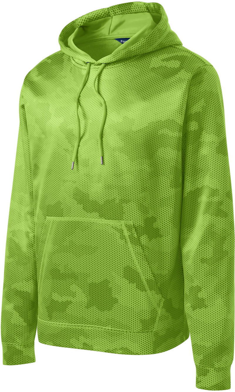  CLOSEOUT - Sport-Tek Sport-Wick Camohex Fleece Hooded Pullover-Discontinued-Sport-Tek-Lime Shock-4XL-Thread Logic