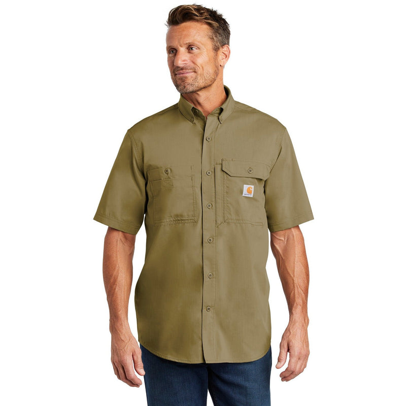 no-logo CLOSEOUT - Carhartt Force Ridgefield Solid Short Sleeve Shirt-Carhartt-Dark Khaki-2XL-Thread Logic