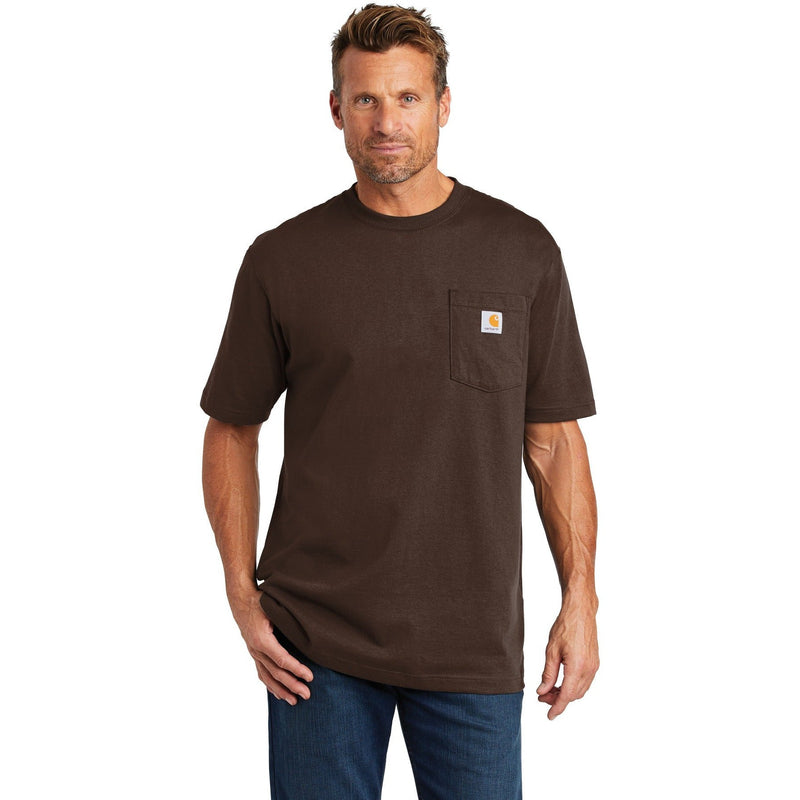 no-logo CLOSEOUT - Carhartt Tall Workwear Pocket Short Sleeve T-Shirt-Carhartt-Dark Brown-LT-Thread Logic