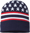 Cap America USA-Made Off Center Patriotic Cuffed Beanie