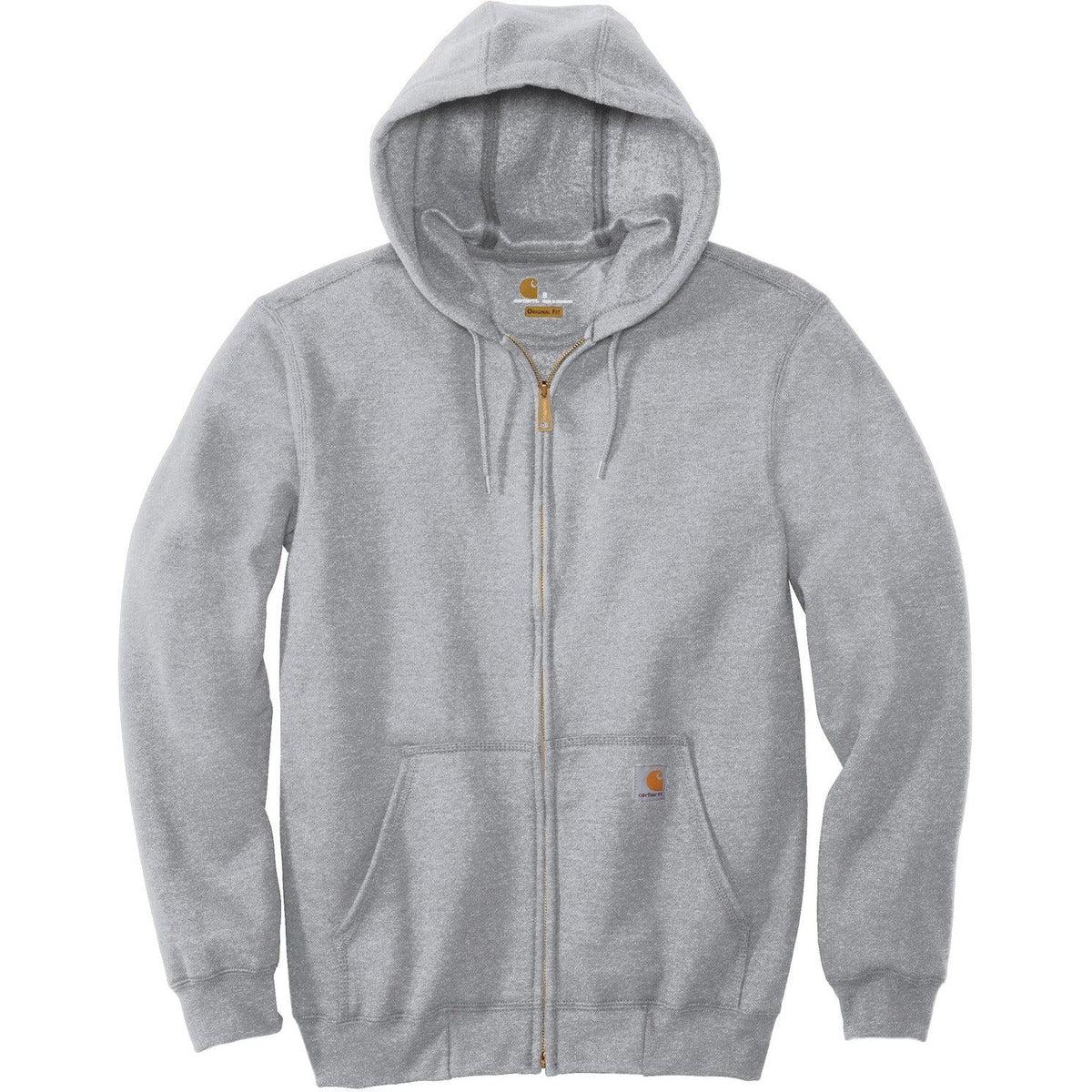 no-logo Carhartt Midweight Hooded Zip-Front Sweatshirt-Full Zips-Carhartt-Heather Grey-S-Thread Logic