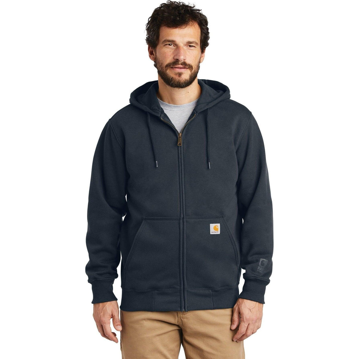 no-logo Carhartt Rain Defender Paxton Heavyweight Hooded Zip-Front Sweatshirt-Full Zips-Carhartt-Thread Logic
