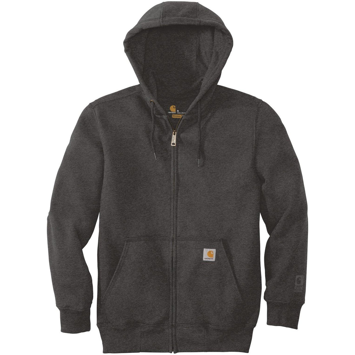 no-logo Carhartt Rain Defender Paxton Heavyweight Hooded Zip-Front Sweatshirt-Full Zips-Carhartt-Carbon Heather-S-Thread Logic