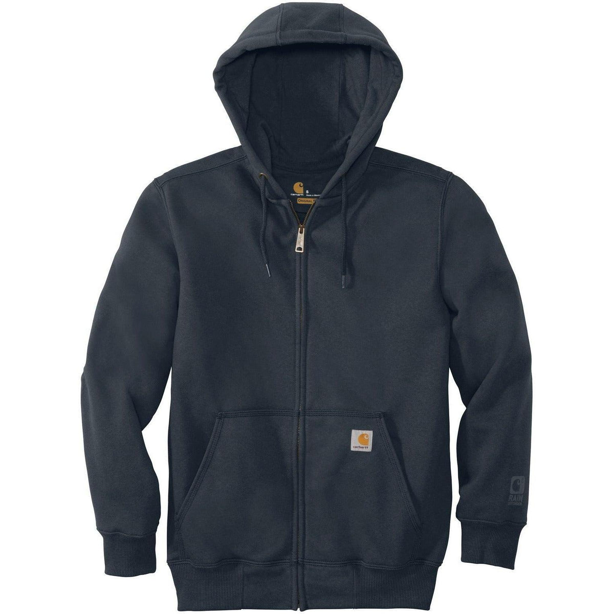 no-logo Carhartt Rain Defender Paxton Heavyweight Hooded Zip-Front Sweatshirt-Full Zips-Carhartt-New Navy-S-Thread Logic