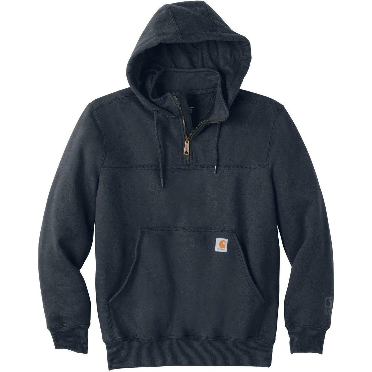 no-logo Carhartt Rain Defender Paxton Heavyweight Hooded Zip Mock Sweatshirt-Quarter Zips-Carhartt-New Navy-S-Thread Logic