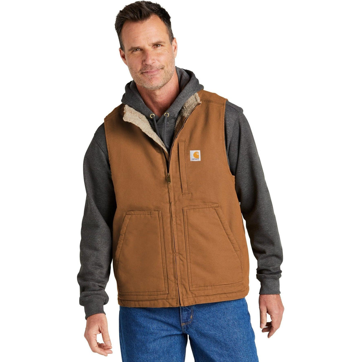 no-logo Carhartt Sherpa-Lined Mock Neck Vest-Regular-Carhartt-Thread Logic