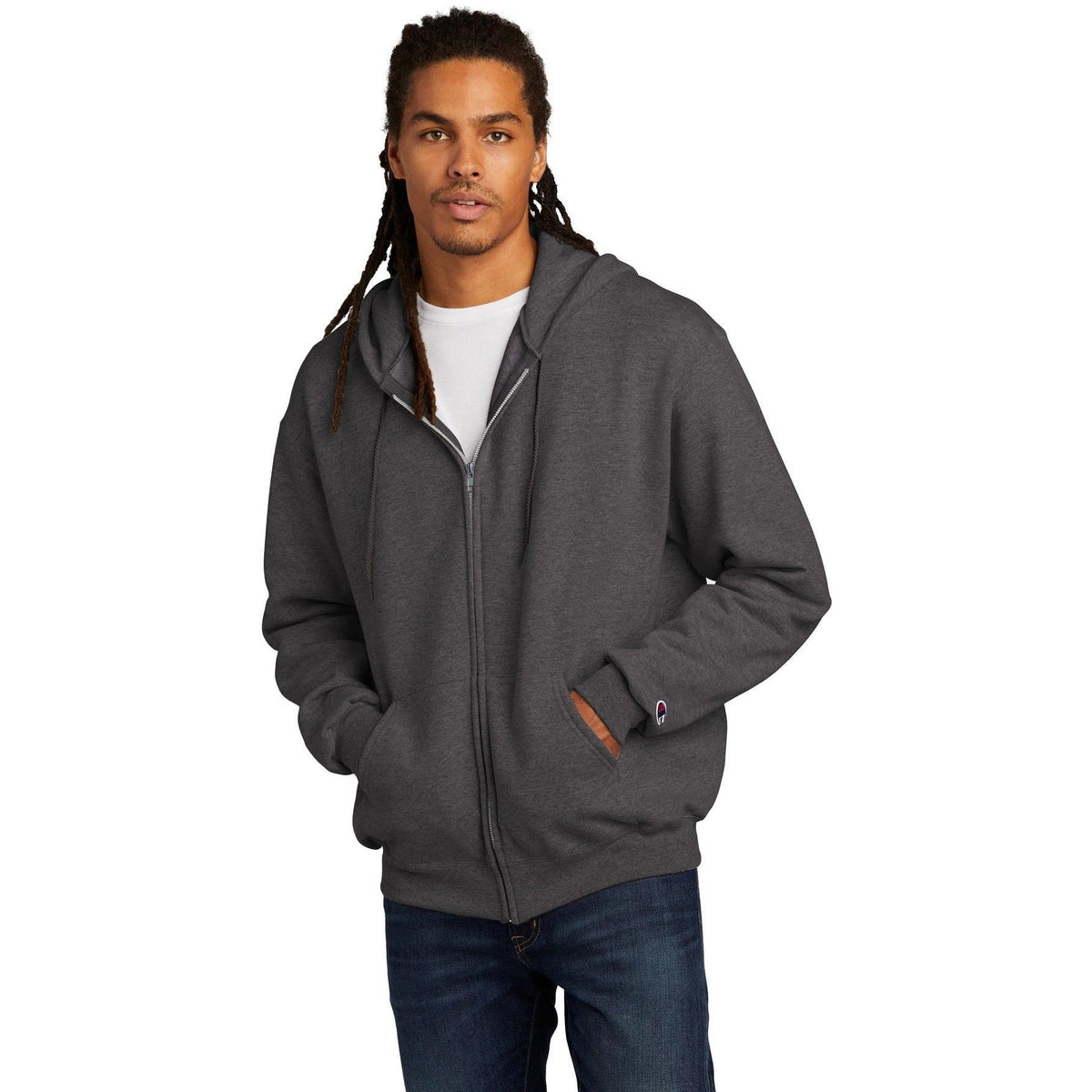 no-logo Champion Full Zip Sweatshirt-Full Zips-Champion-Thread Logic