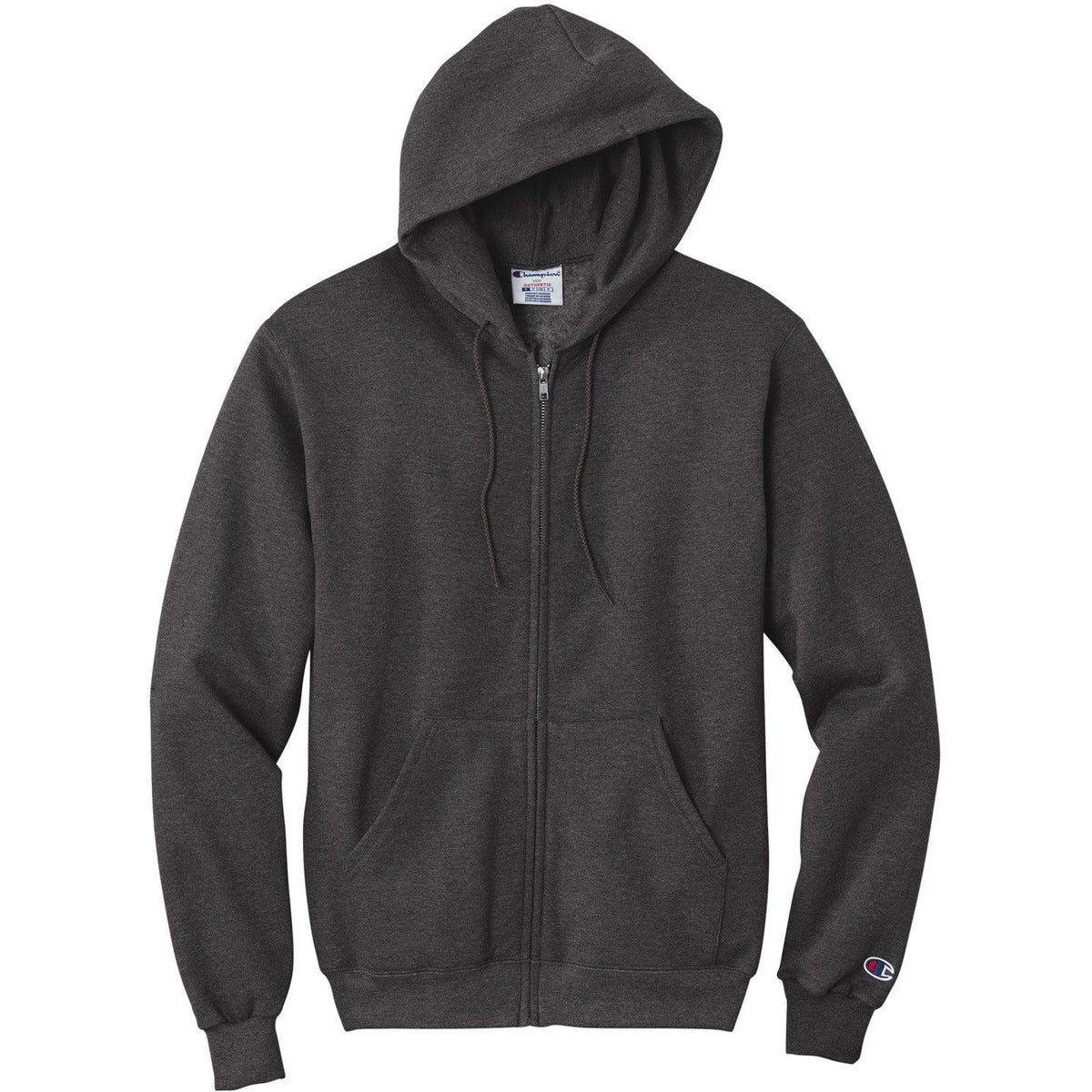 no-logo Champion Full Zip Sweatshirt-Full Zips-Champion-Charcoal Heather-S-Thread Logic