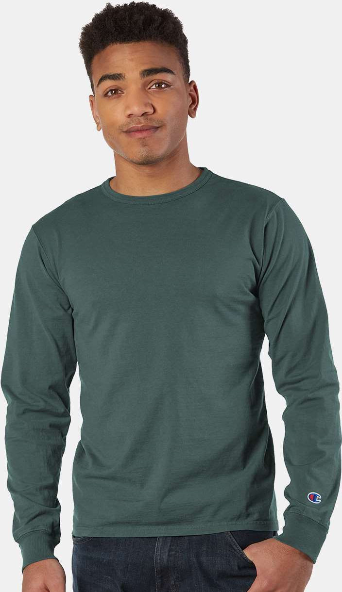 no-logo Champion Garment Dyed Long Sleeve T-Shirt-Men's T Shirts-Champion-Thread Logic