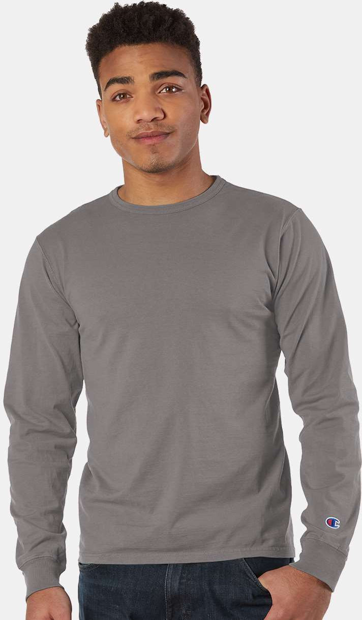 no-logo Champion Garment Dyed Long Sleeve T-Shirt-Men's T Shirts-Champion-Thread Logic