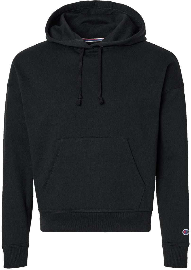Champion Ladies Powerblend Hooded Sweatshirt-Apparel-Champion-Black-S-Thread Logic