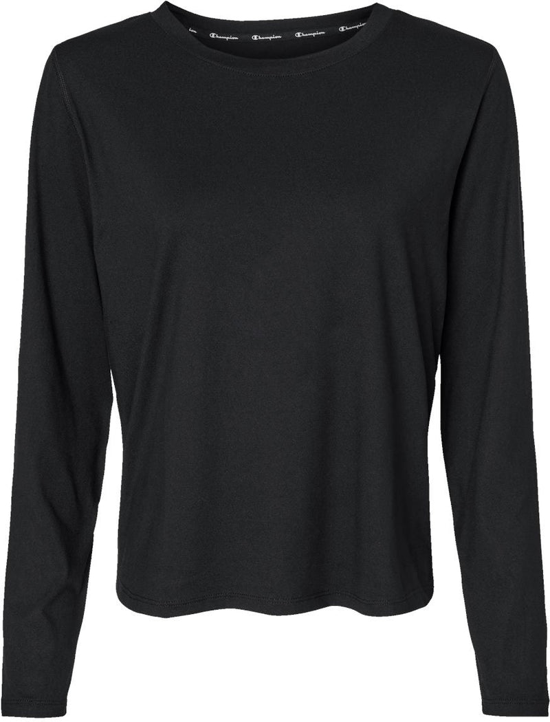 Champion Ladies Sport Soft Touch Long Sleeve T-Shirt-Apparel-Champion-Black-S-Thread Logic