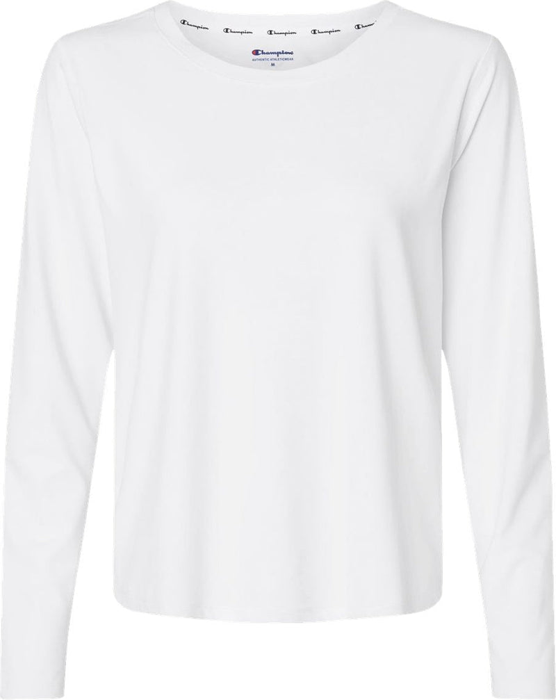 Champion Ladies Sport Soft Touch Long Sleeve T-Shirt-Apparel-Champion-White-S-Thread Logic
