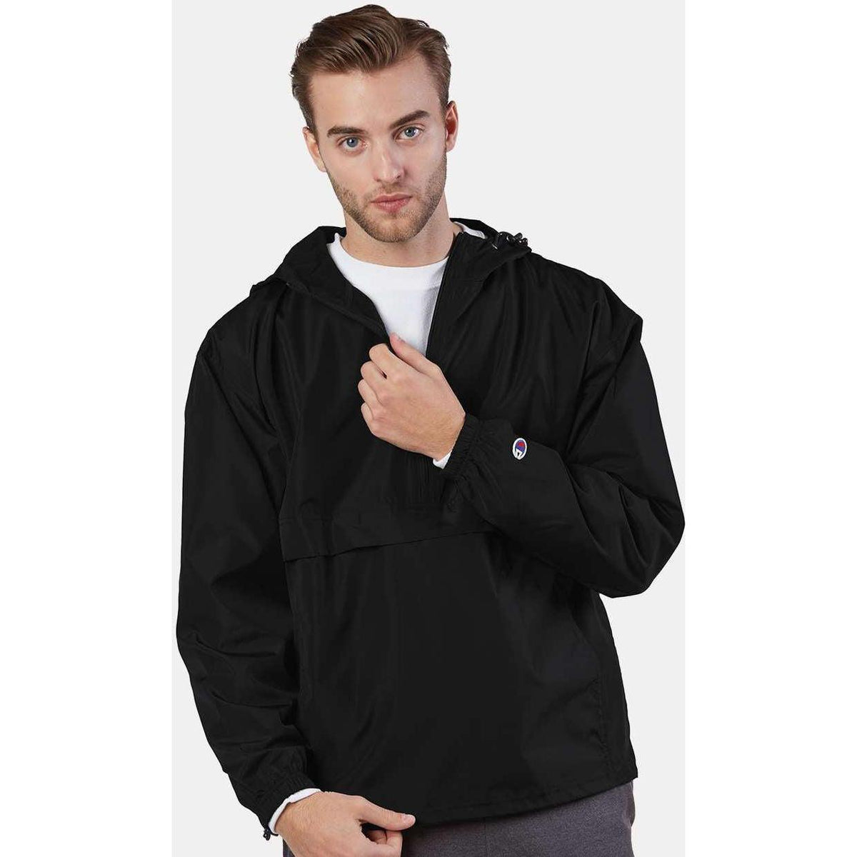 no-logo Champion Packable Quarter-Zip Jacket-Men's Jackets-Champion-Thread Logic
