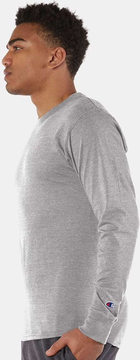 no-logo Champion Premium Fashion Classics Long Sleeve T-Shirt-Men's T Shirts-Champion-Oxford Grey-S-Thread Logic
