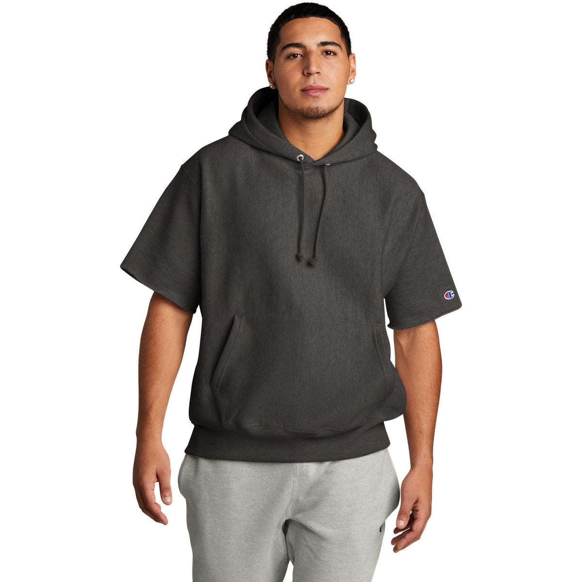no-logo Champion Reverse Weave Short Sleeve Hooded Sweatshirt-Regular-Champion-Thread Logic