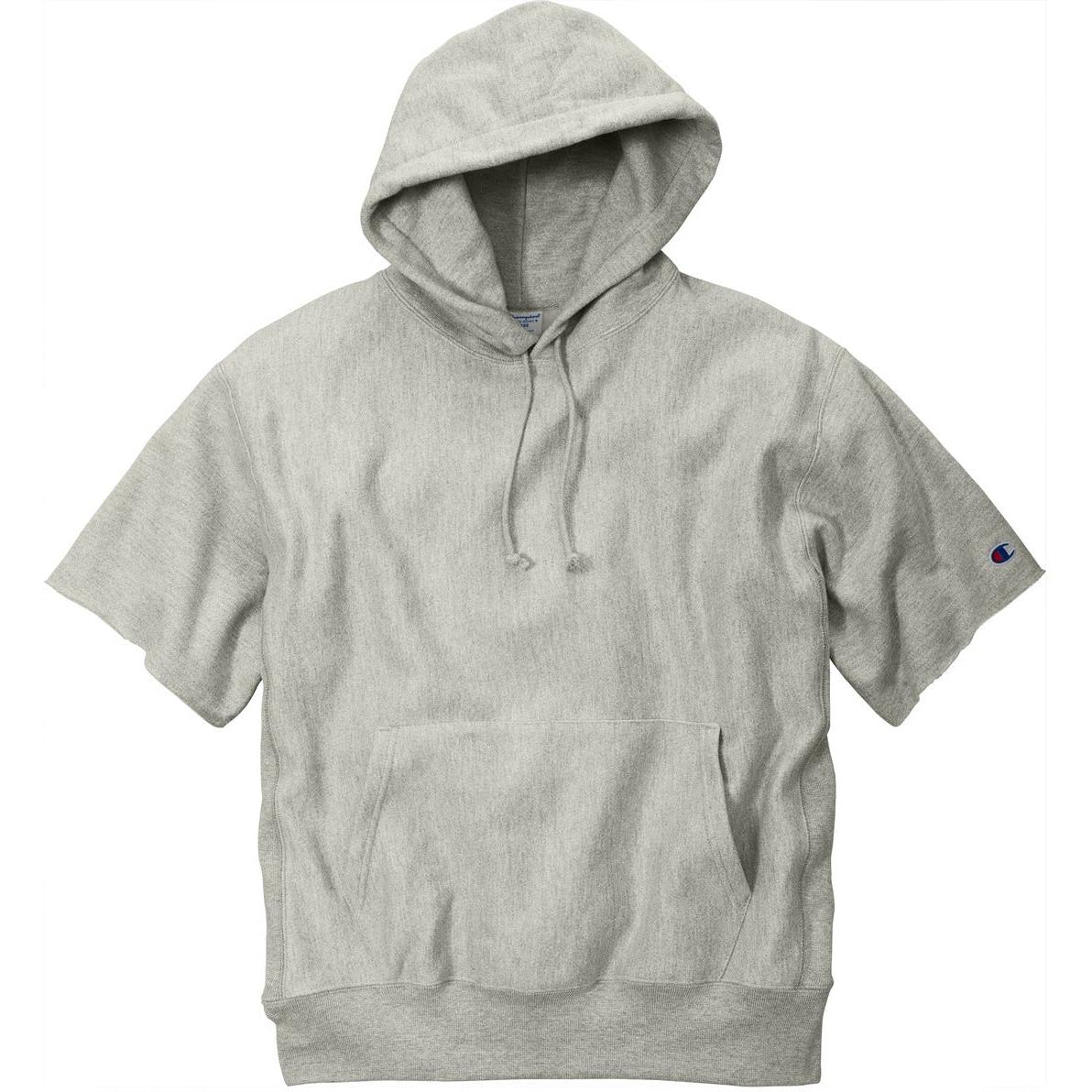 no-logo Champion Reverse Weave Short Sleeve Hooded Sweatshirt