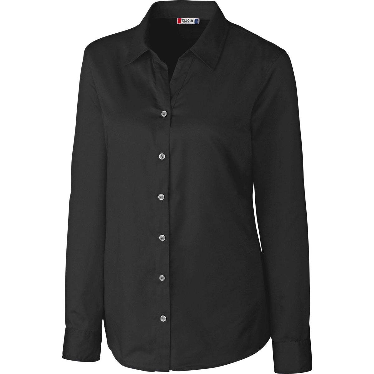 no-logo Clique Women's Avesta Long Sleeve Stain Resistant Twill-Dress Shirts-Clique-Black-XS-Thread Logic