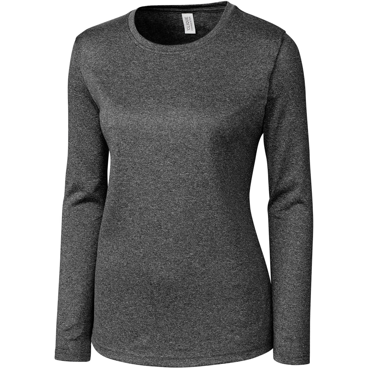 no-logo Clique Women's Charge Active Long Sleeve Tee-Ladies T Shirts-Clique-Black Heather-S-Thread Logic