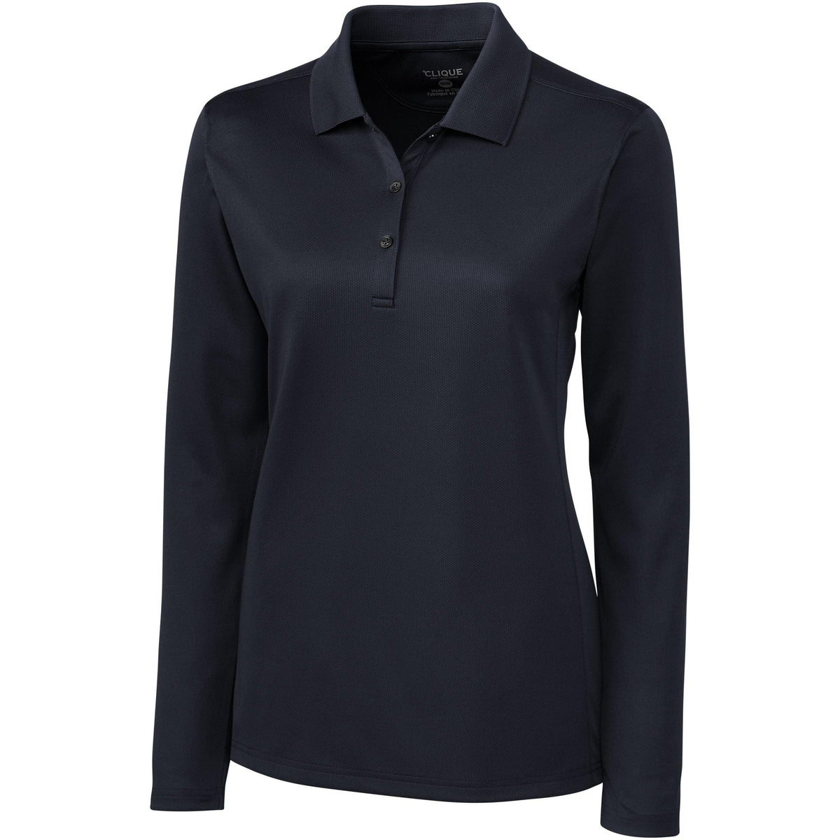 logo-left Clique Women's Long Sleeve Ice Lady Pique Polo-Polos-Clique-Dark Navy-XS-Thread Logic