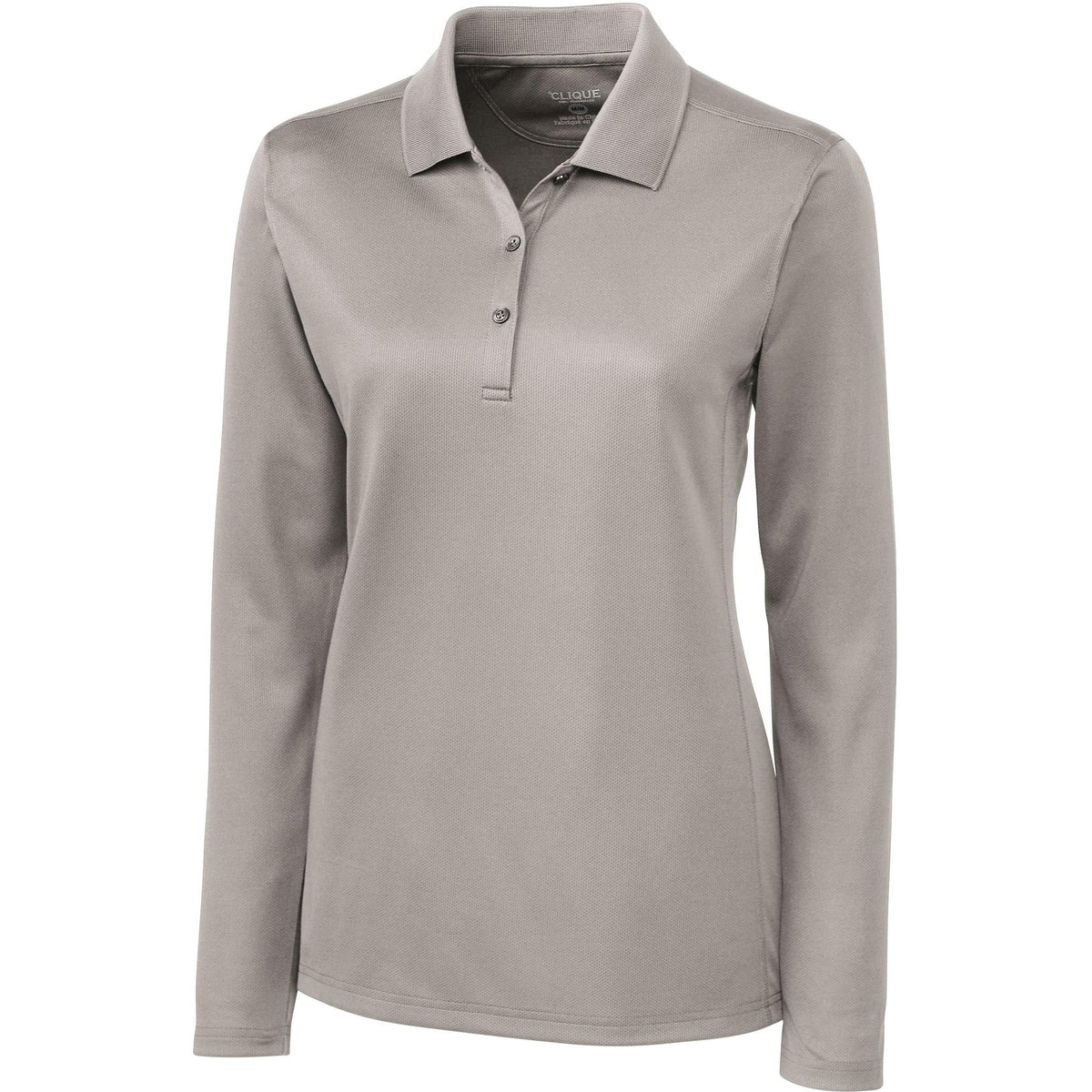 logo-left Clique Women's Long Sleeve Ice Lady Pique Polo-Polos-Clique-Silver-XS-Thread Logic