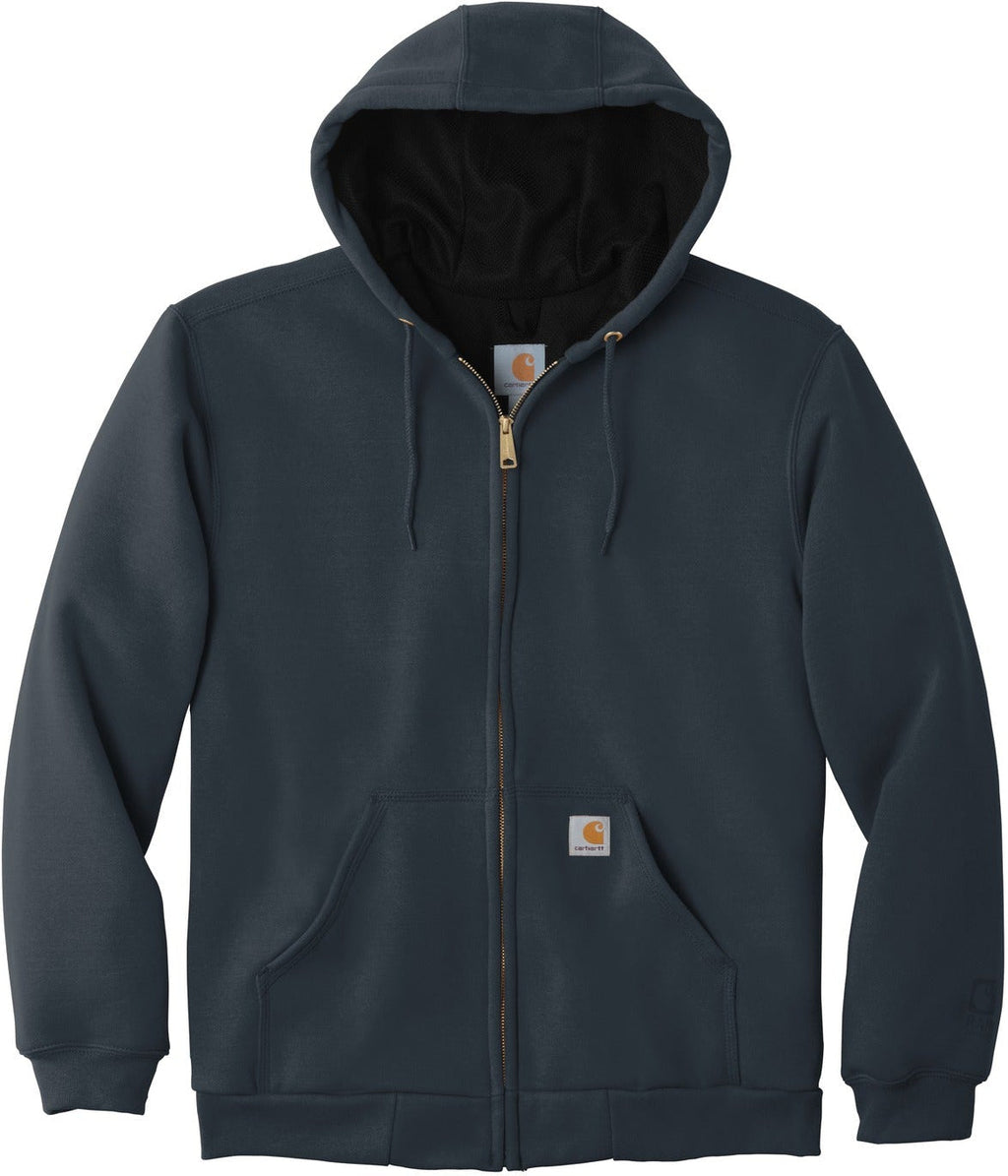 Carhartt Men's Rain Defender Rutland Thermal Lined Hooded Zip Front  Sweatshirt 100632,Black,Small at  Men's Clothing store