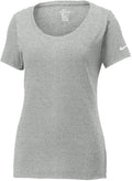 no-logo Closeout - NIKE Ladies Core Cotton Scoop Neck Tee-Discontinued-NIKE-Dark Grey Heather-S-Thread Logic