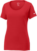 no-logo Closeout - NIKE Ladies Core Cotton Scoop Neck Tee-Discontinued-NIKE-Gym Red-S-Thread Logic