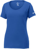 no-logo Closeout - NIKE Ladies Core Cotton Scoop Neck Tee-Discontinued-NIKE-Rush Blue-S-Thread Logic