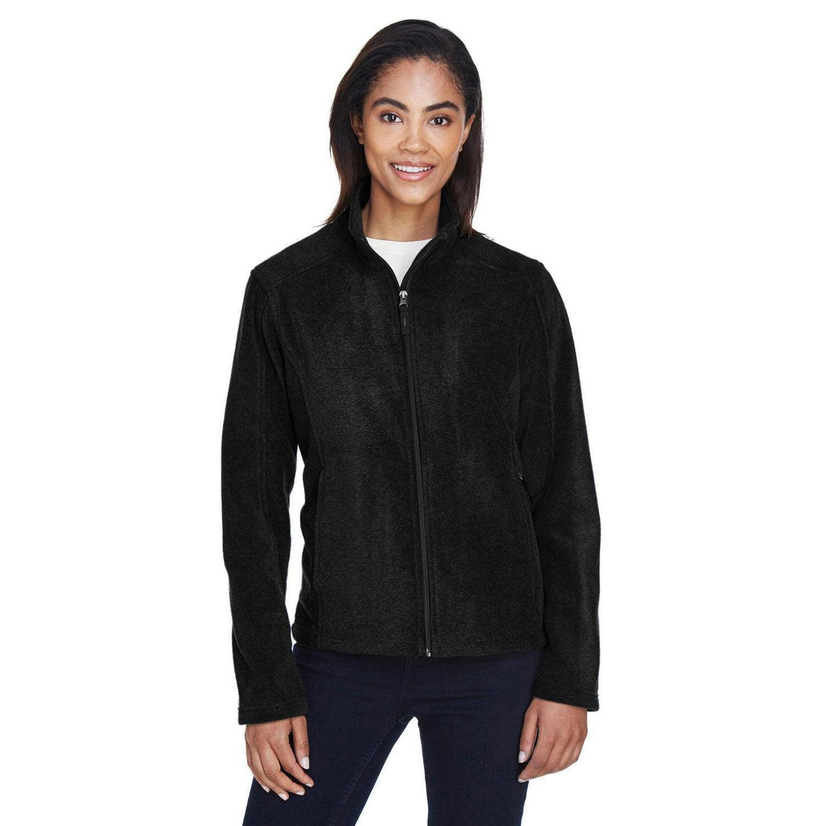 no-logo Core 365 Women's Fleece Jacket-Ladies Jackets-CORE365-Black-XS-Thread Logic