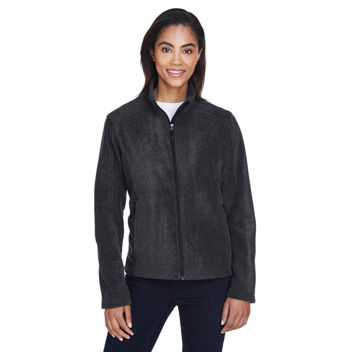 no-logo Core 365 Women's Fleece Jacket-Ladies Jackets-CORE365-Heather Charcoal-XS-Thread Logic
