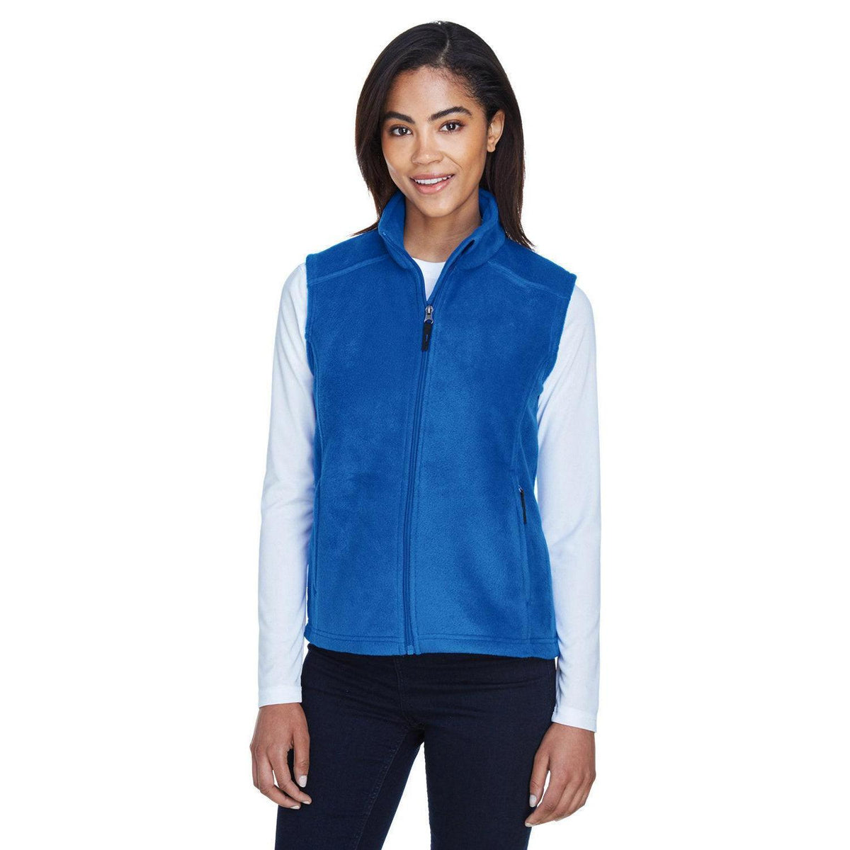 no-logo  Core 365 Ladies Journey Fleece Vest-Ladies Layering-CORE365-True Royal-XS-Thread Logic