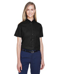  Core 365 Ladies Optimum Short-Sleeve Twill Shirt-Ladies Dress Shirts-CORE365-Black-XS-Thread Logic