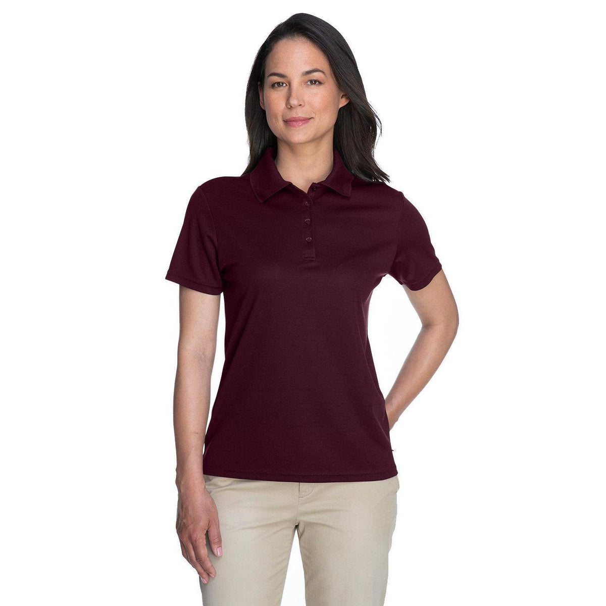 no-logo Core 365 Women's Performance Pique Polo-Ladies Polos-CORE365-Burgundy-XS-Thread Logic