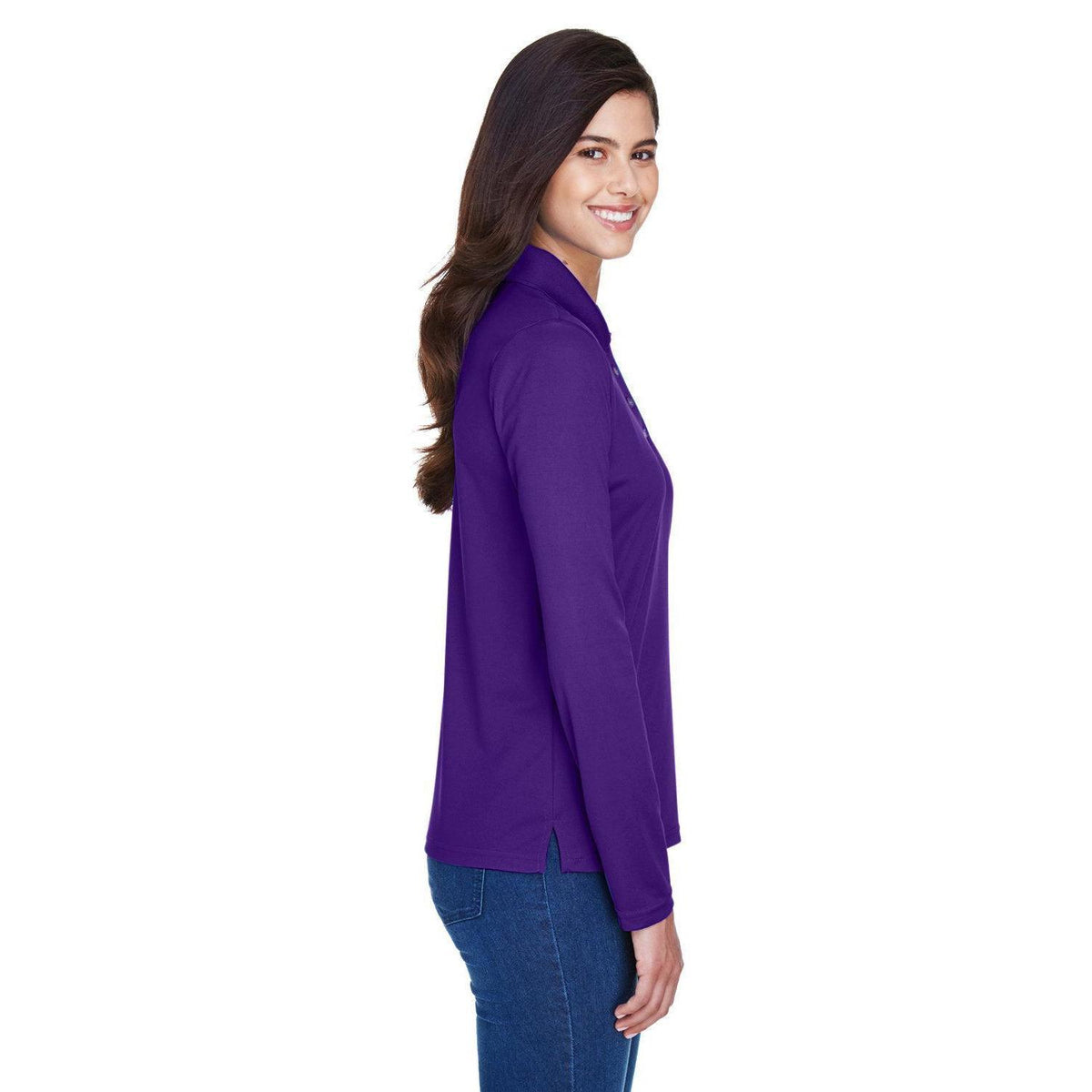 no-logo Core 365 Women's Pinnacle Performance Long-Sleeve Pique Polo-Ladies Polos-CORE365-Thread Logic